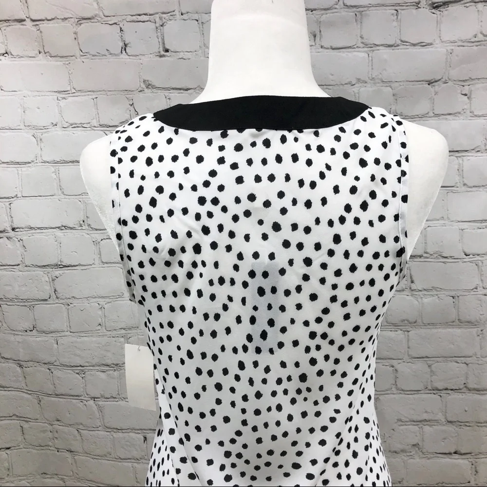 Spense Sleevless Blouse White with Black Dots Size Small Scoop Neck - Picture 6 of 9